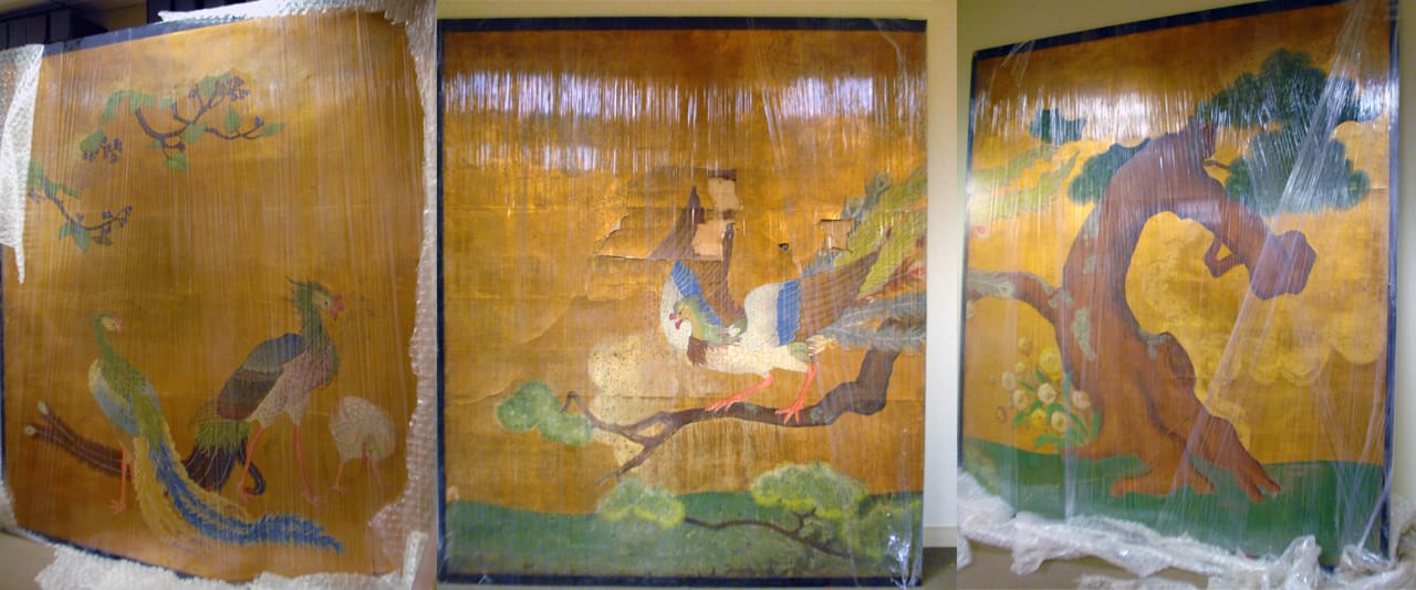 The three sliding door paintings originally shown at the 1893 World's Columbian Exposition (courtesy Chicago Park District) (click to enlarge)