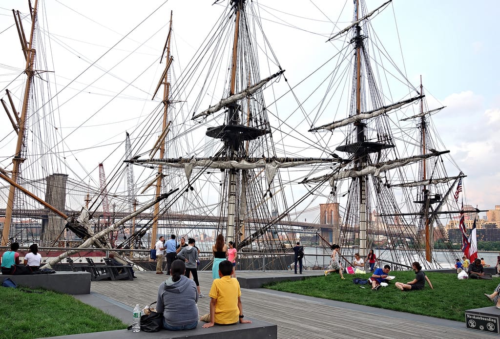 Tall ships at the South Street Seaport in 2015 (photo by the author for Hyperallergic)