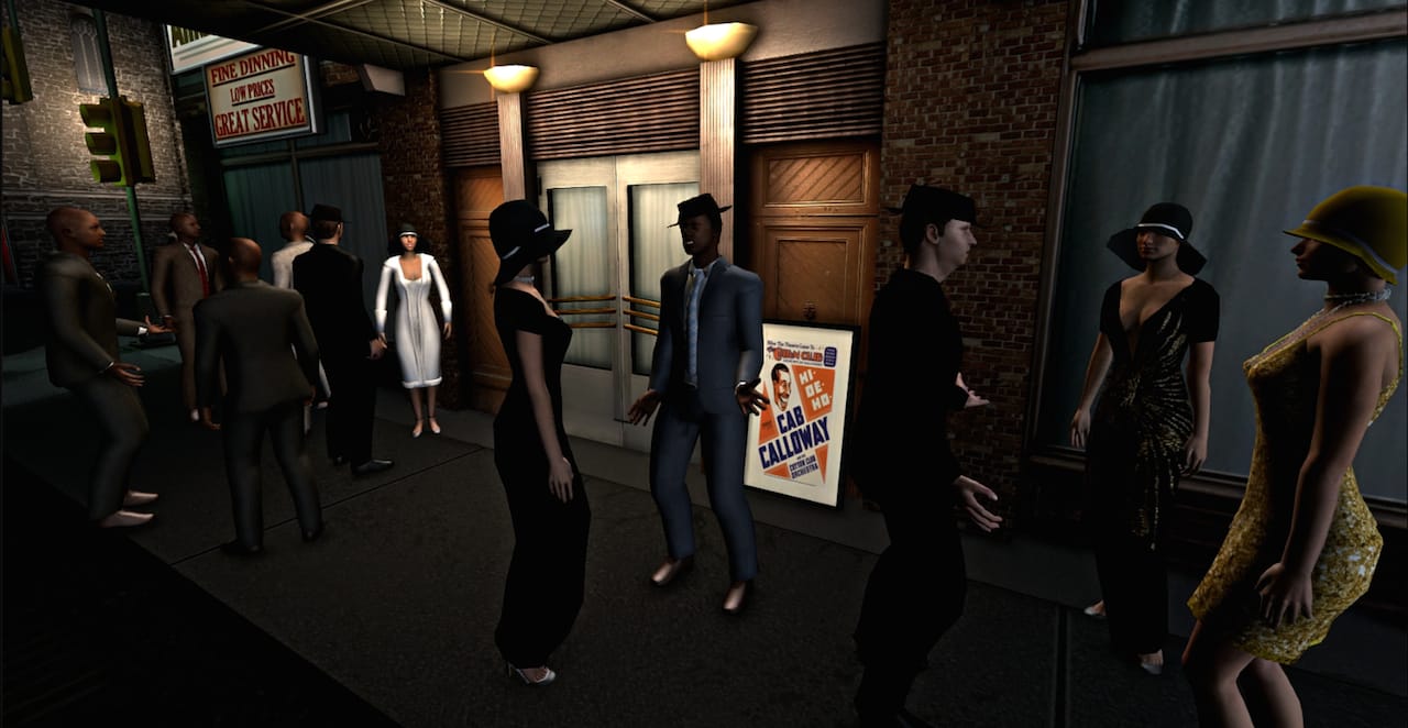 Outside the Cotton Club in 'Virtual Harlem'