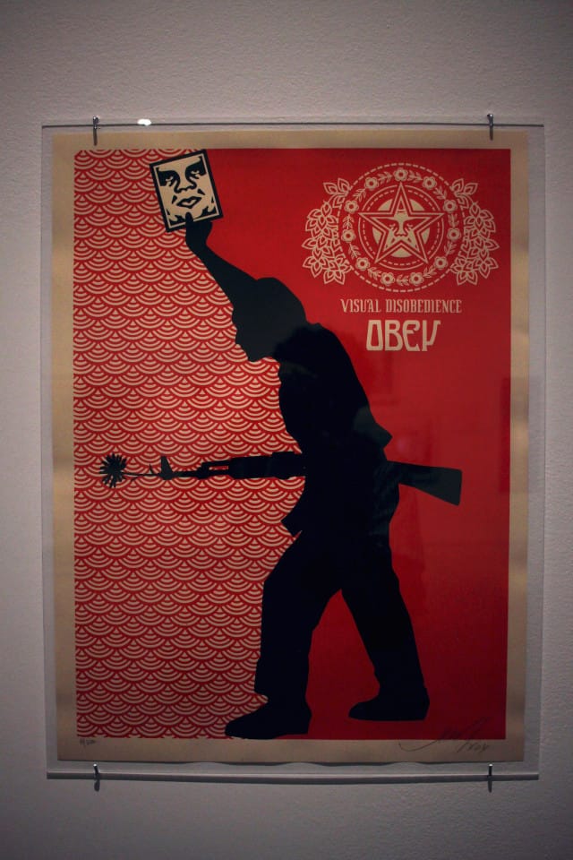 Shepard Fairey, “Visual Disobedince” (2004) screenprint on paper, 18 x 24 inches