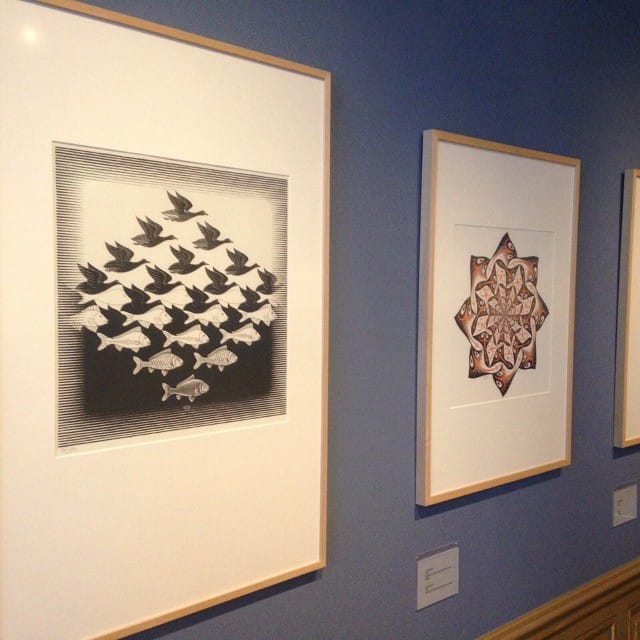 Prints on view at the Escher museum (photo by @escherinpaleis/Instagram)