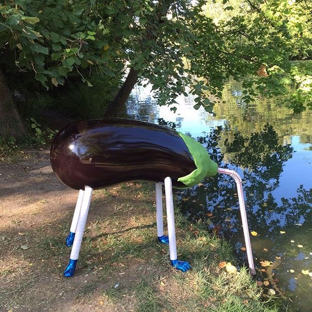 Darren Bader's sculpture as part of "La Vie Moderne," curated by Ralph Rugoff (photo by @blumandpoe/Instagram) (click to enlarge)