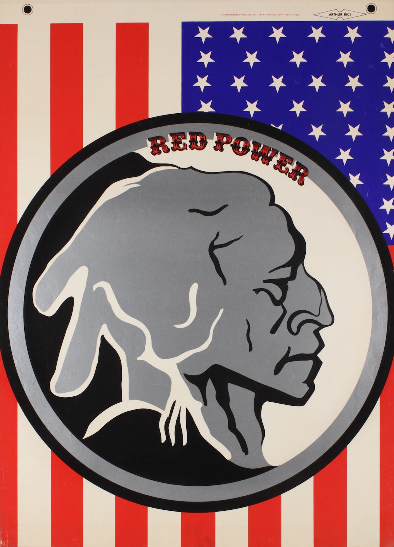 Unidentified artist, "Red Power" (1970), lithograph on paper, Collection of Merrill C. Berman