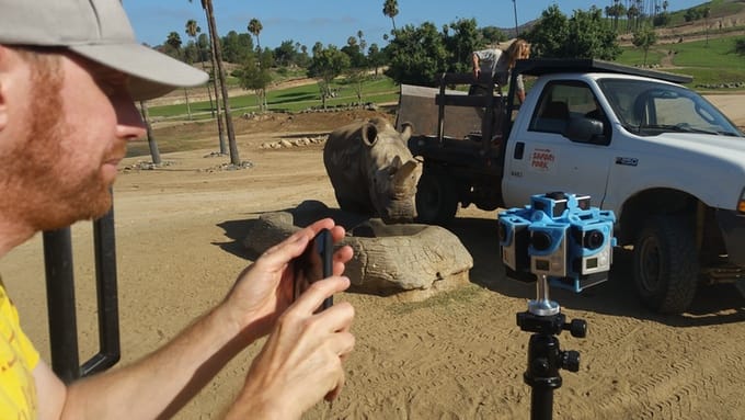 The 360 degree camera at the San Diego Zoo, with Director of Photography Todd Somodevilla at left