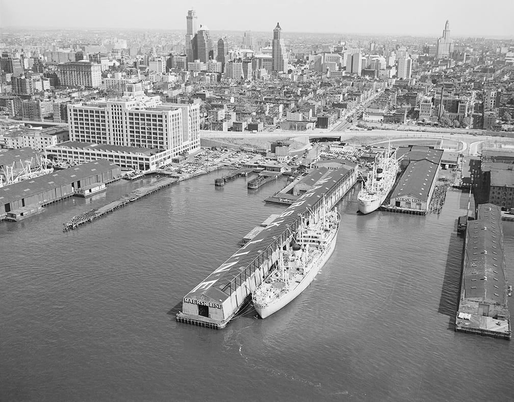Aerial view of the Brooklyn-Queens Expressway and Atlantic Avenue (September 19, 1956)