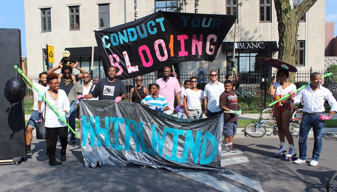 Artists and families gather for the Black Love Procession in front of the Chicago Defender office in Bronzeville in the city of Chicago (images by the author for Hyperallergic)