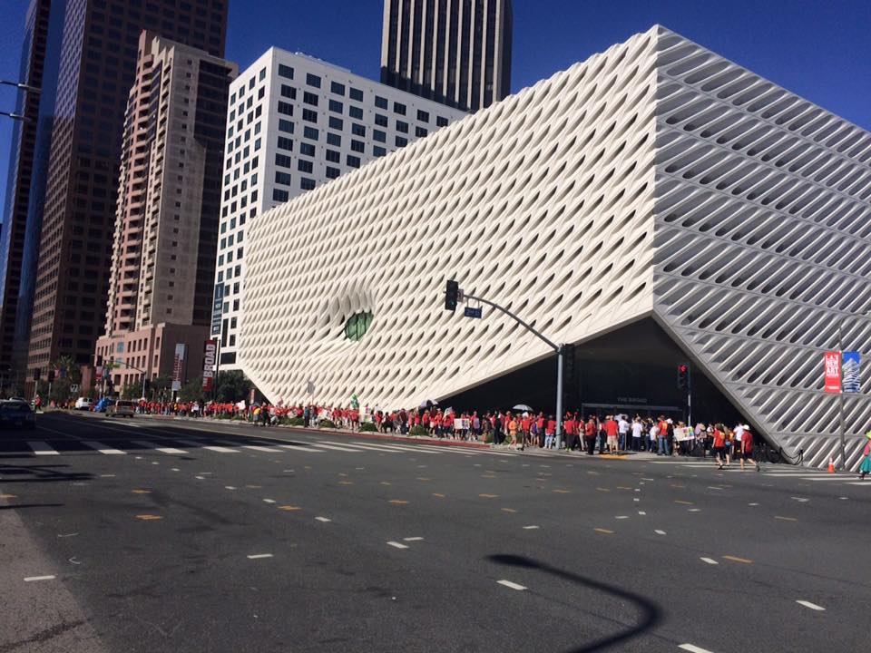 UTLA protesters at the Broad Museum, Sunday, September 20 (via facebook, used by permission)