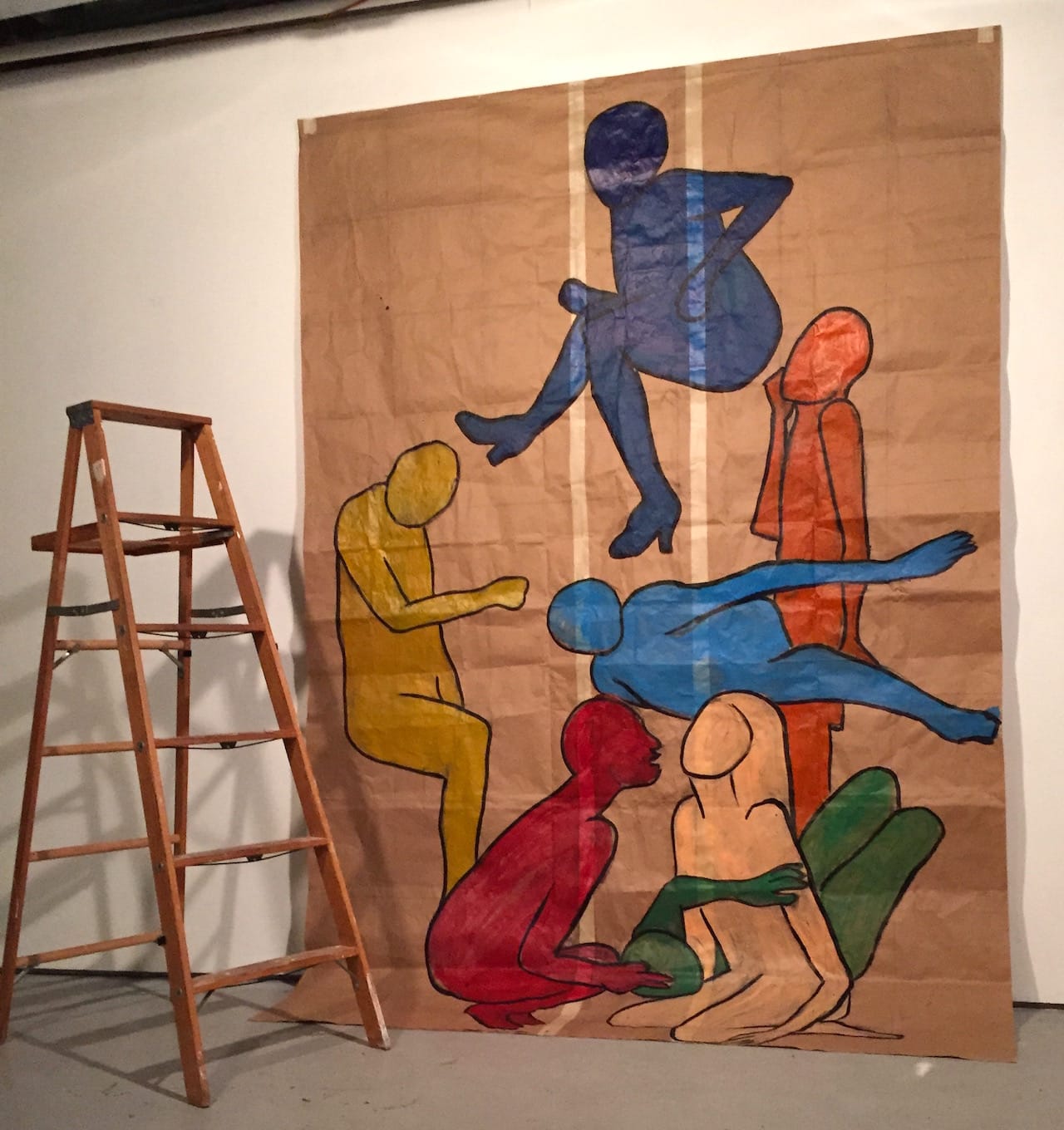 Kara Jefts, "Backdrop for Dance of Death re-performance" (2014) (photo by the author for Hyperallergic)