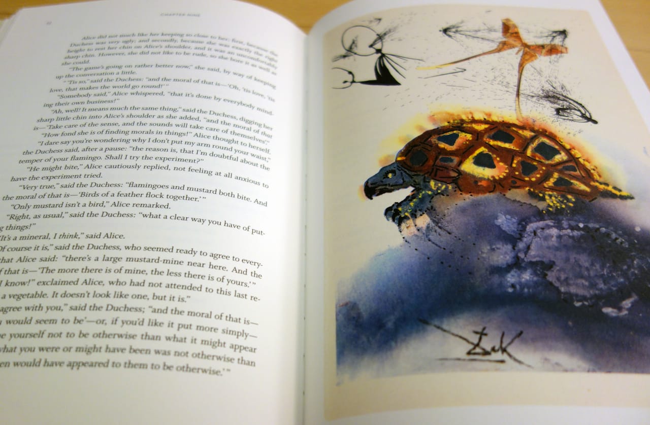 'Alice's Adventures in Wonderland' by Lewis Carroll, illustrated by Salvador Dalí (photo of the book for Hyperallergic)
