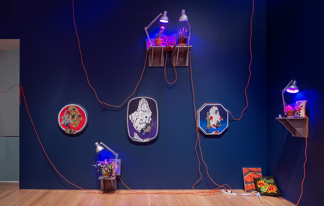 Installation view, 'Amir H. Fallah: The Caretaker' at the Nerman Museum of Contemporary Art (photo by EG Schempf)