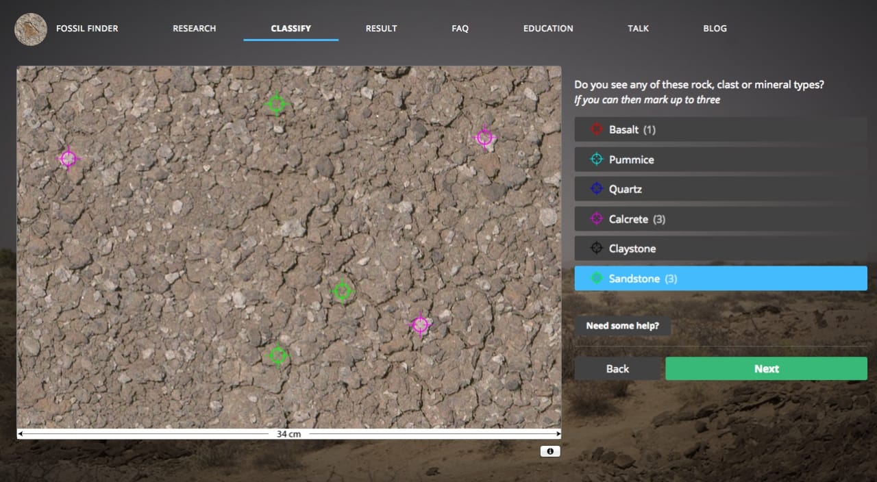 Screenshot from FossilFinder