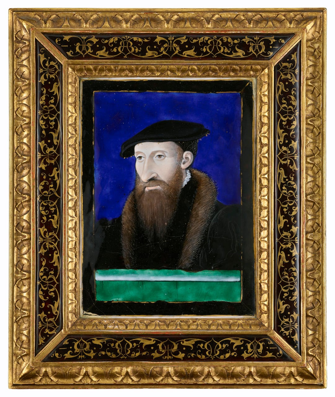Léonard Limousin (or Limosin), "Portrait of a Bearded Man (Guillaume Farel?)" (1546), enamel on copper, 7 9/16 x 5 5/8 inches (courtesy The Frick Collection, photo by Michael Bodycomb)