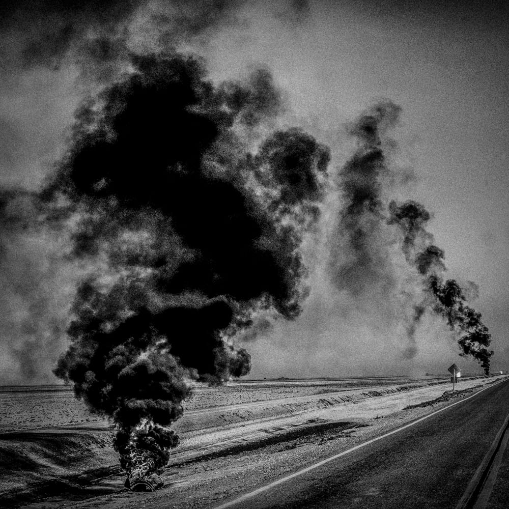 Burning tires. Corcoran, California (photo by Matt Black)