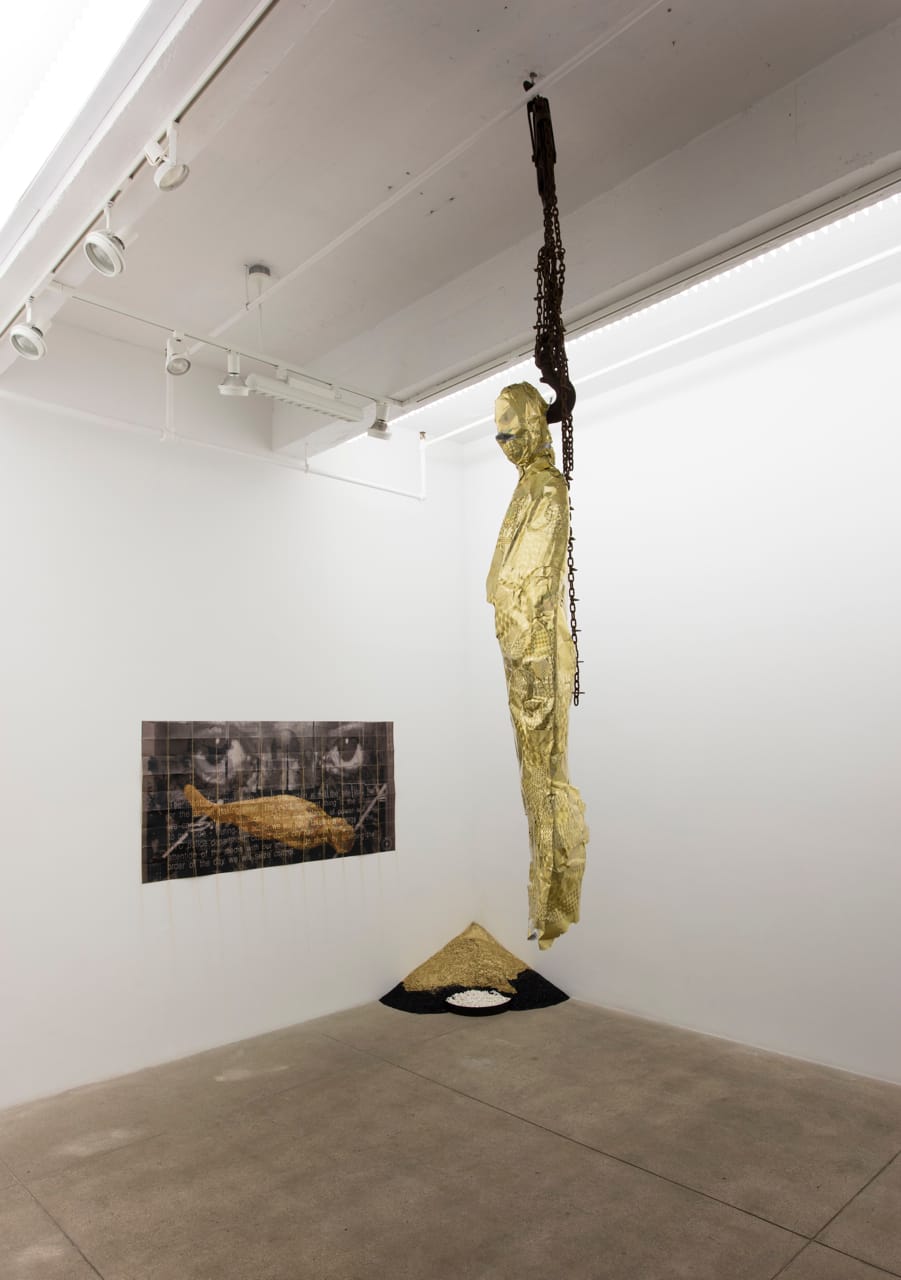 Hunter Reynolds, "Mummification Performance Skin (Berlin NGBK)" (2014) 