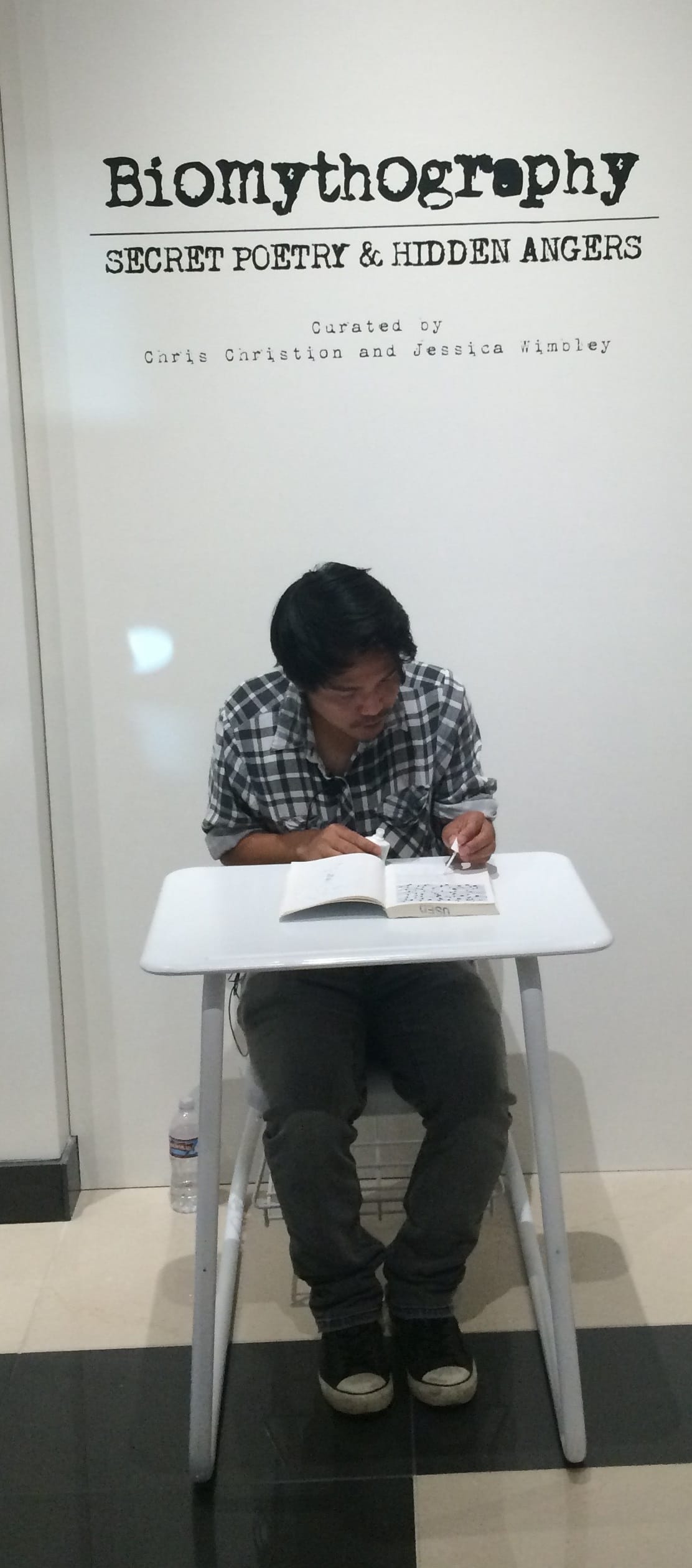 Thinh Nguyen performs "White Out History," William Rolland Fine Art Gallery, Thousand Oaks