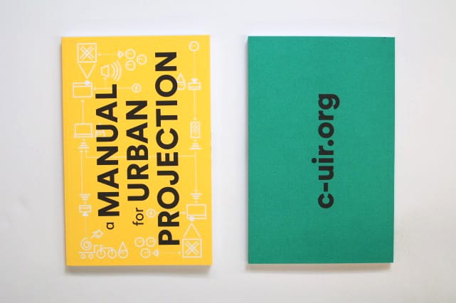 The front and back covers of A Manual for Urban Projection (MUP) (all photos courtesy Ali Momeni)