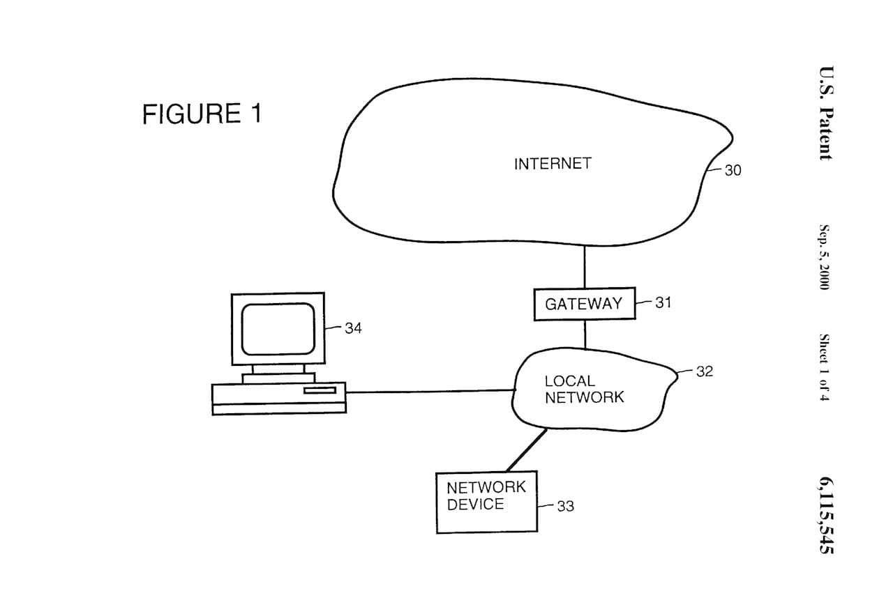 From a patent for an automatic IP address allocation and assignment device, invented by Peter E. Mellquist (image via Google Patents)