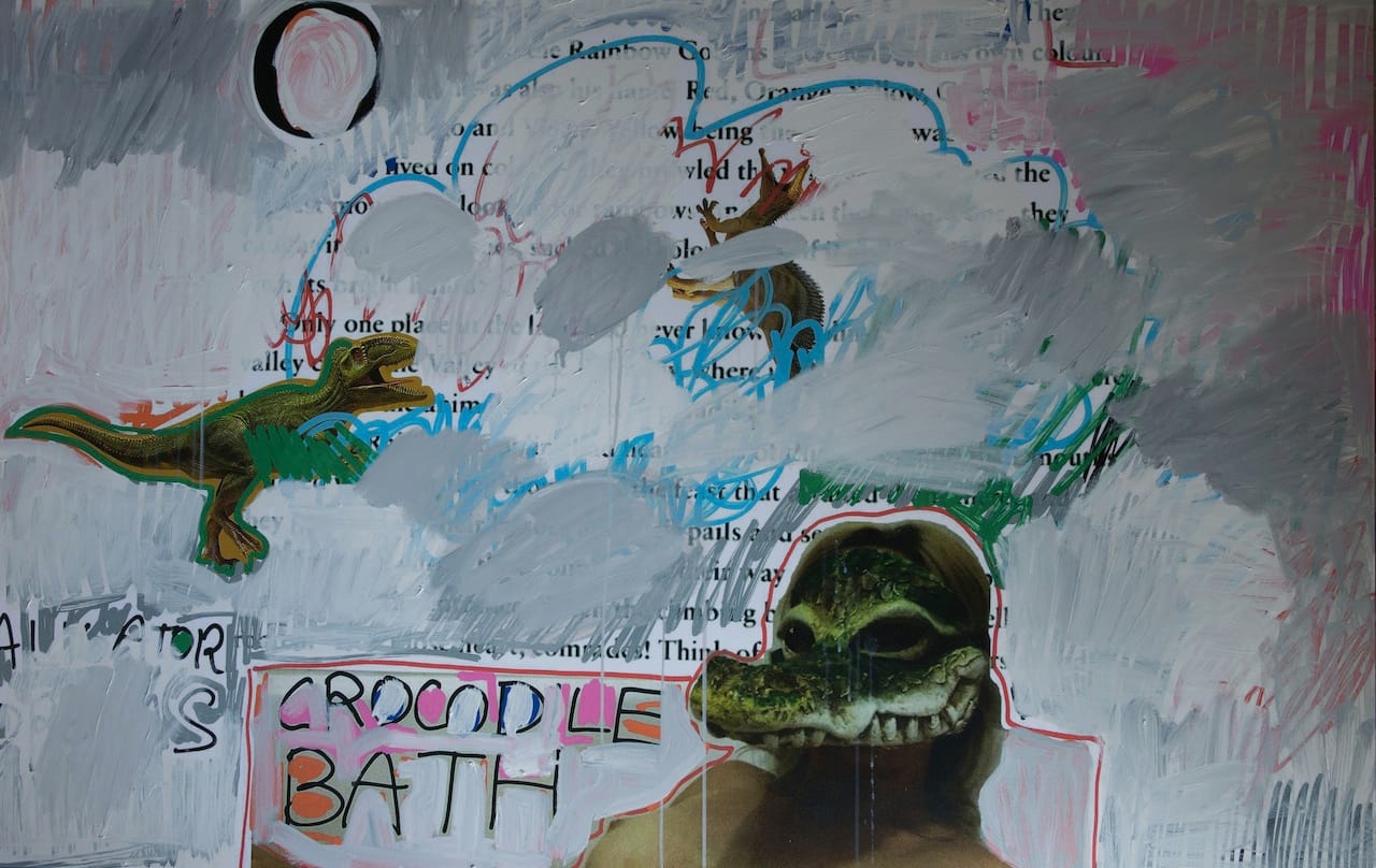 James Franco, "Rainbow Goblin A" (2015). Acrylic on printed canvas, 52 x 69.5 inches (via mama.gallery)