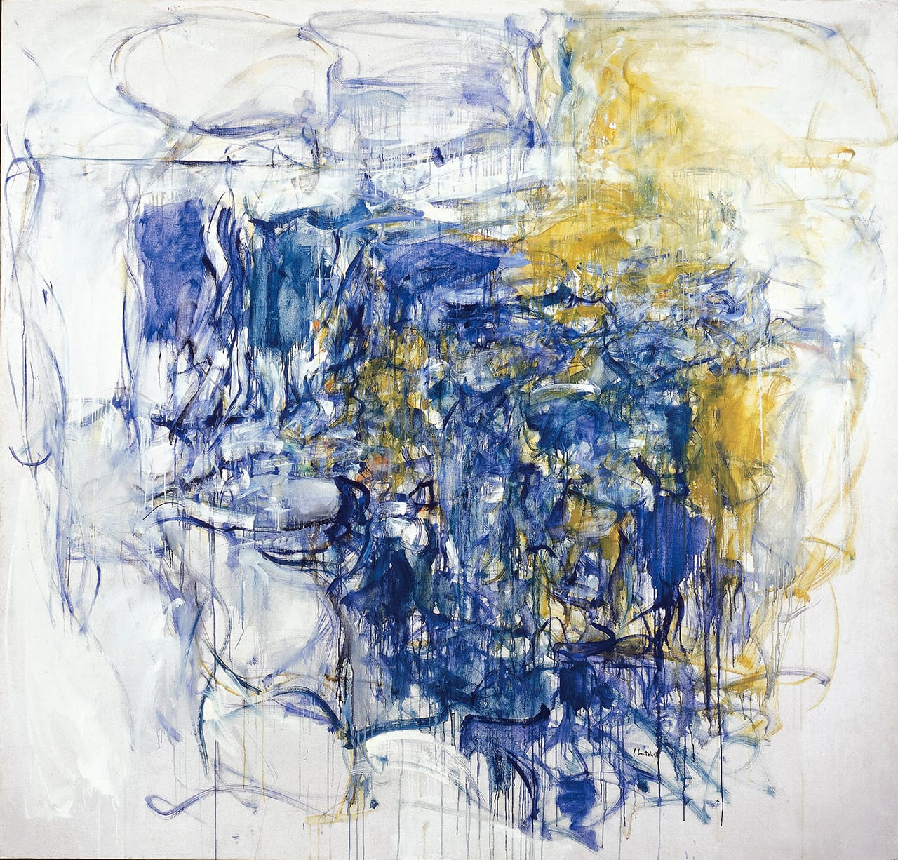Joan Mitchell, "Hudson River Day Line" (1955), oil paint on canvas, 79 x 83 in, Collection of the McNay Art Museum, Museum: purchase with funds from the Tobin Foundation (image © Estate of Joan Mitchell)
