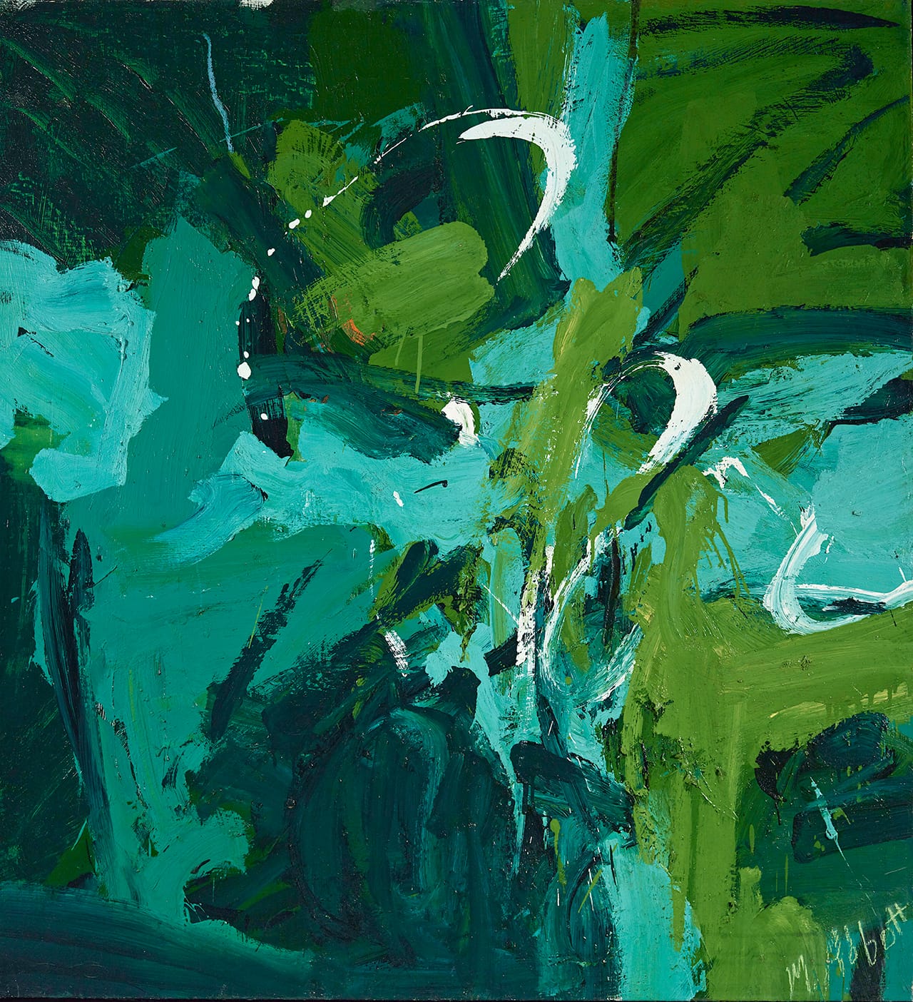 Mary Abbott, "All Green" (c. 1954), oil paint on linen, 49 x 45 1/8 in, Denver Art Museum: Gift of Janis and Tom McCormick (image courtesy McCormick Gallery, Chicago, © Mary Abbott)