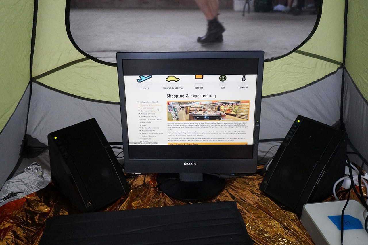 Inside the tent with Michael Sharff's "Music for 'Music for Airports'" (click to enlarge)