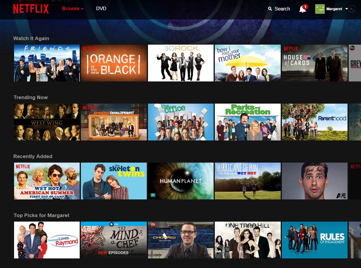 Netflix "curation" (screenshot by the author for Hyperallergic)