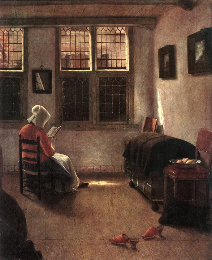 Pieter Janssens Elinga, "Reading Woman" (1650) (photo via Wikipedia) (click to enlarge)