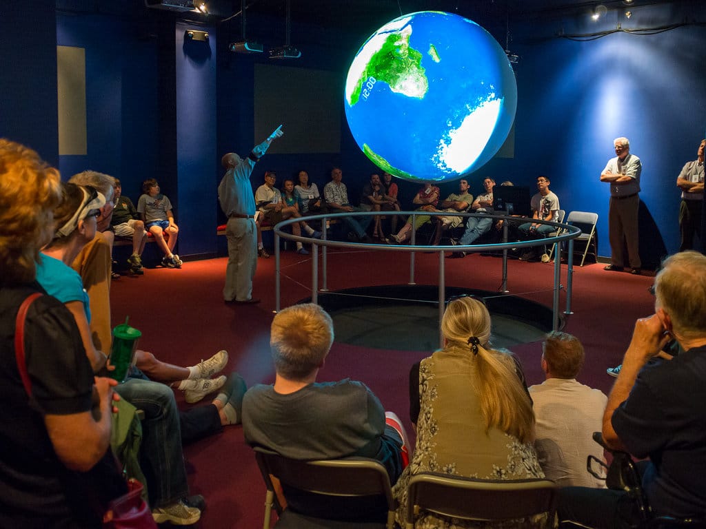 The 3D version of SOS Explorer in NOAA/ESRL's Planet Theater (photo by Will VonDauster/NOAA ESRL)
