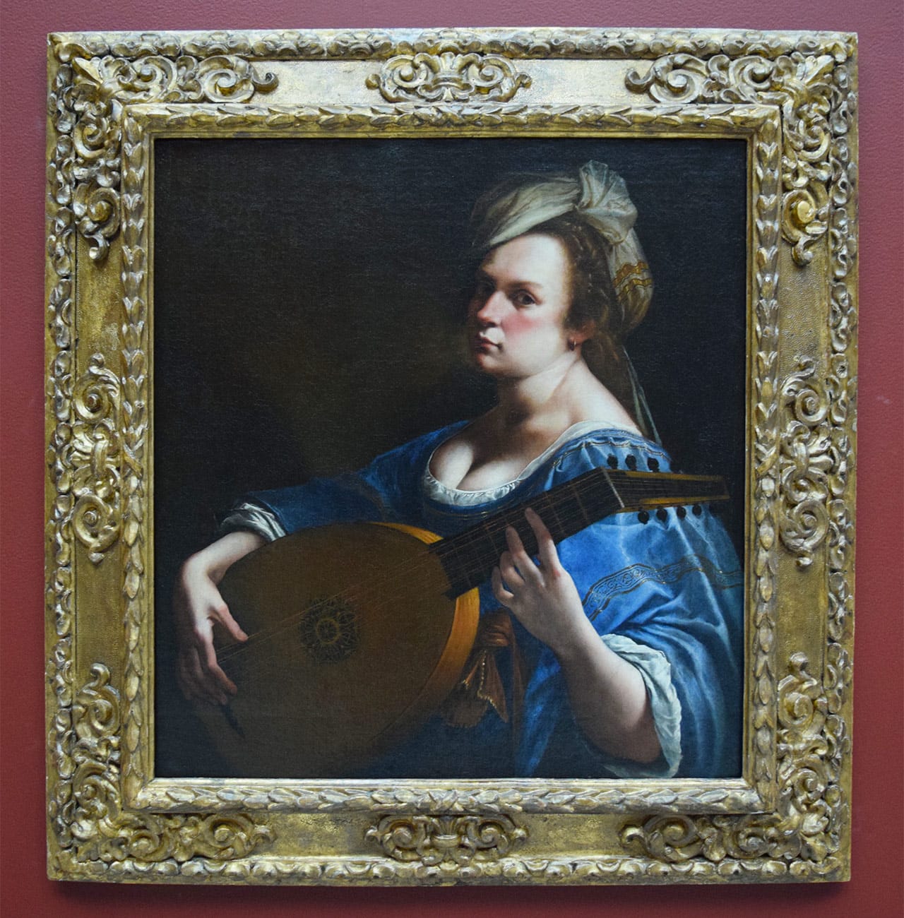 Artemisia Gentileschi's "Self-Portrait as a Lute Player" (ca. 1615–18), on view at the Wadsworth Atheneum for the first time since its acquisition last year.