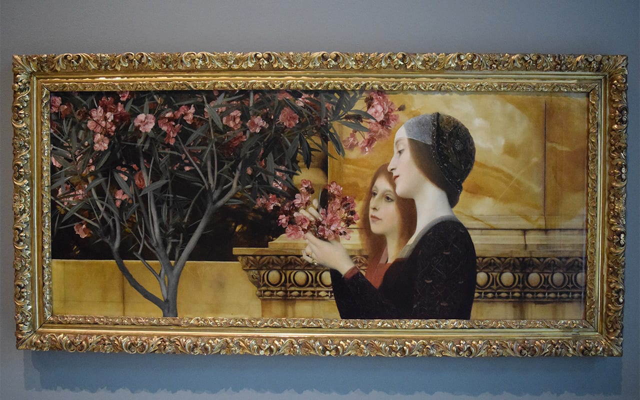 Gustav Klimt, "Two Girls with Oleander" (ca. 1890–92) on the second floor of the Wadsworth Atheneum's Great Morgan Hall