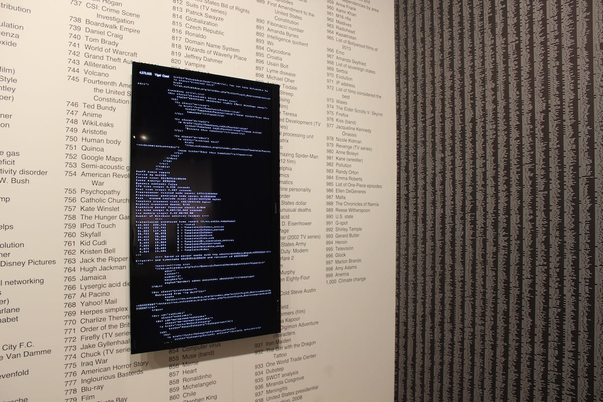 Installation view of Jason Salavon's “The Master Index (v.EXPO_Chicago)” at Expo Chicago (click to enlarge)