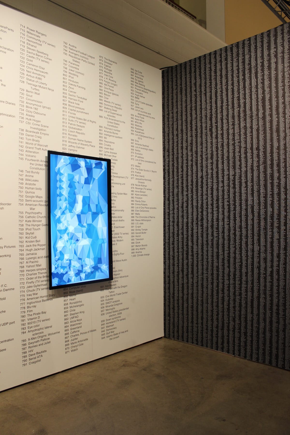Installation of Jason Salavon's “The Master Index (v.EXPO_Chicago)” at Expo Chicago
