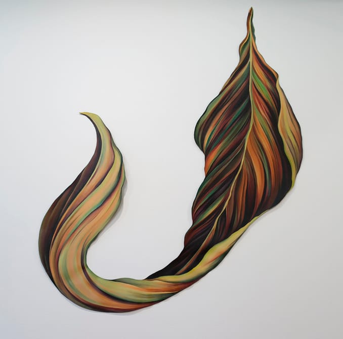 Faith Wilding, "Red Tongue" (1979), oil on canvas, 63 x 53 inches (approx) (via armoryarts.org photo by Clare Britt)