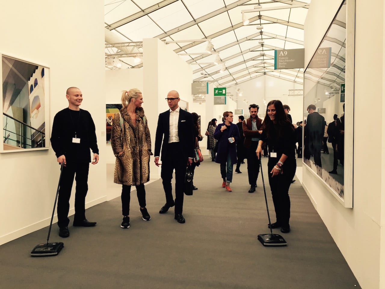 Carpet sweepers at Frieze London 2015 (all photos by the author for Hyperallergic)