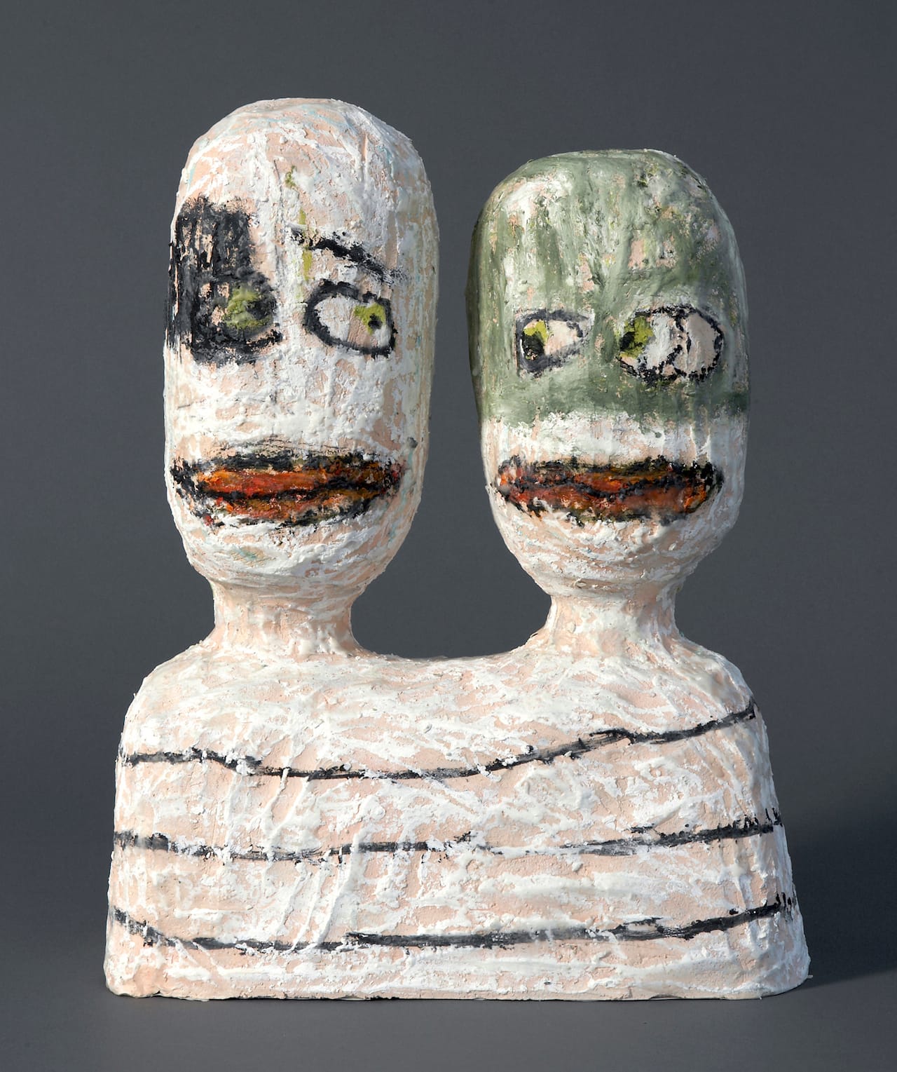 ANOTHER MARRIAGE 2008- clay, oil paint, acrylic oil stick. 16 x 12 x 5