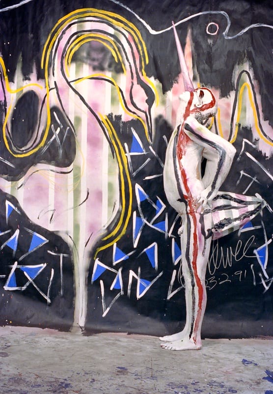 Keith Boadwee, "Swans (after Polke)" (1991), 28.5 x 22 in (click to enlarge)