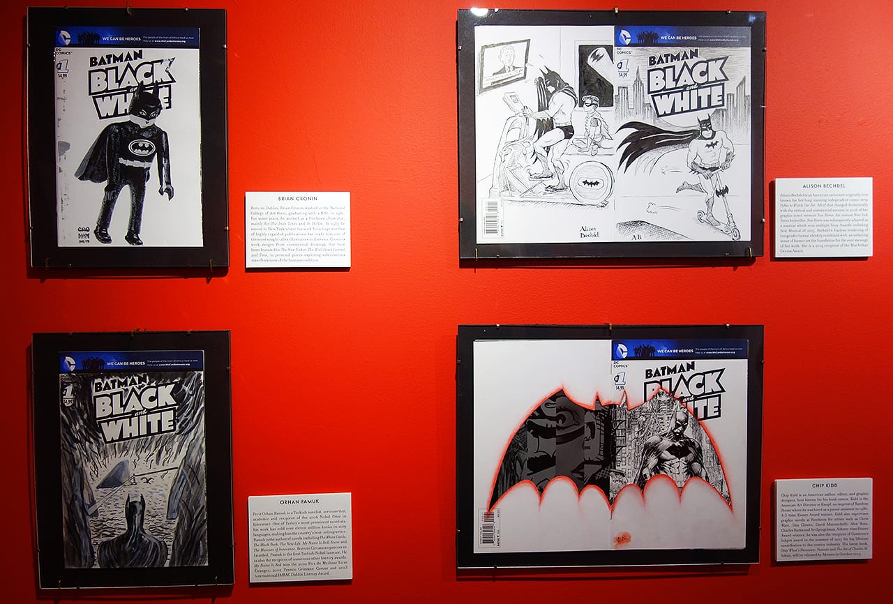 Installation view of 'Batman Black and White: The Sketch Covers'