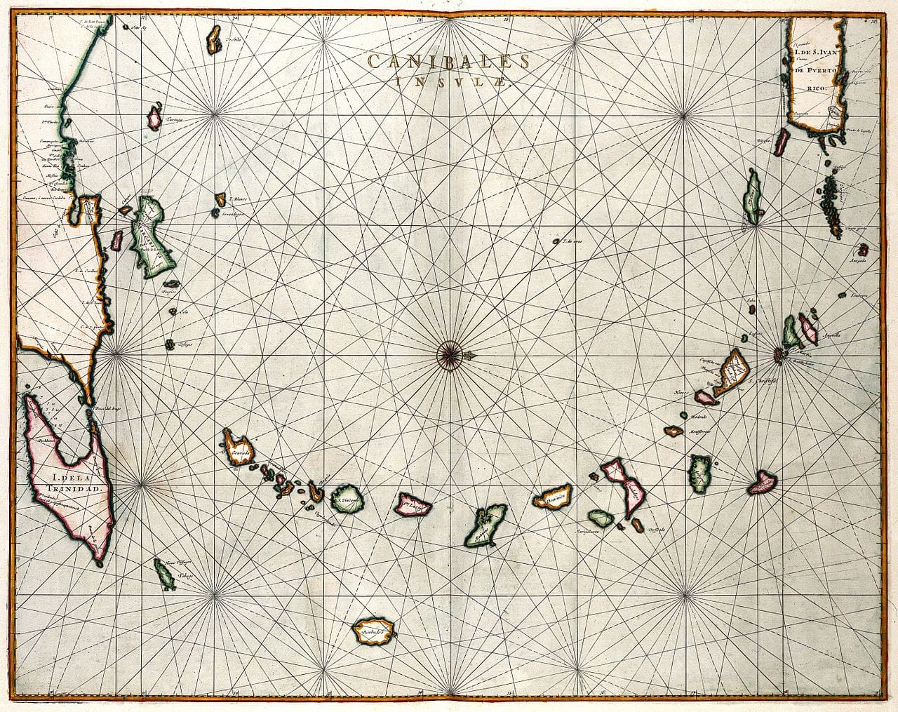 Joan Blaeu's "Canibales Insulae" map of cannibal islands in 'Atlas Major' (1662) (via KB, National Library of the Netherlands)