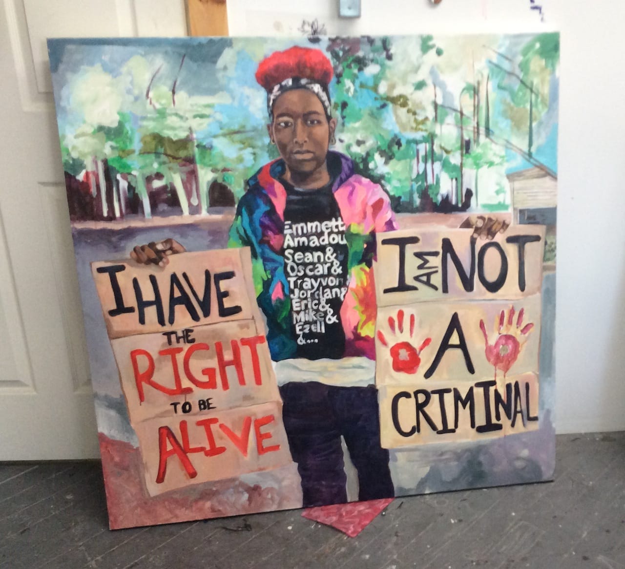 A work in Chitra Ganesh's studio