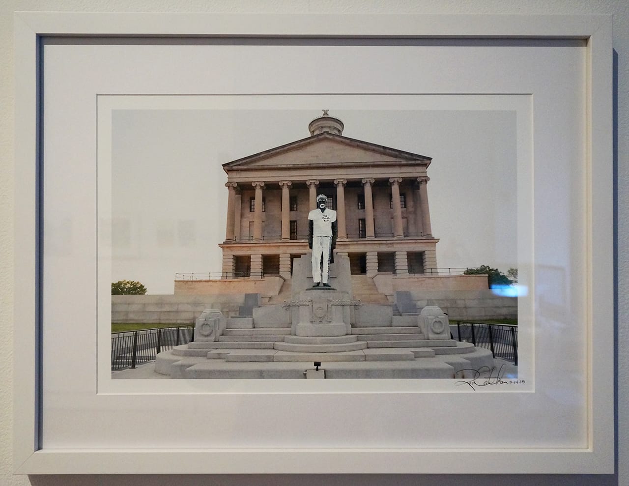 Ron Cauthern (photo by Robin Paris), "New Monument for Nashville" (2015), acrylic and ink on pigment print, 24 x 18 in