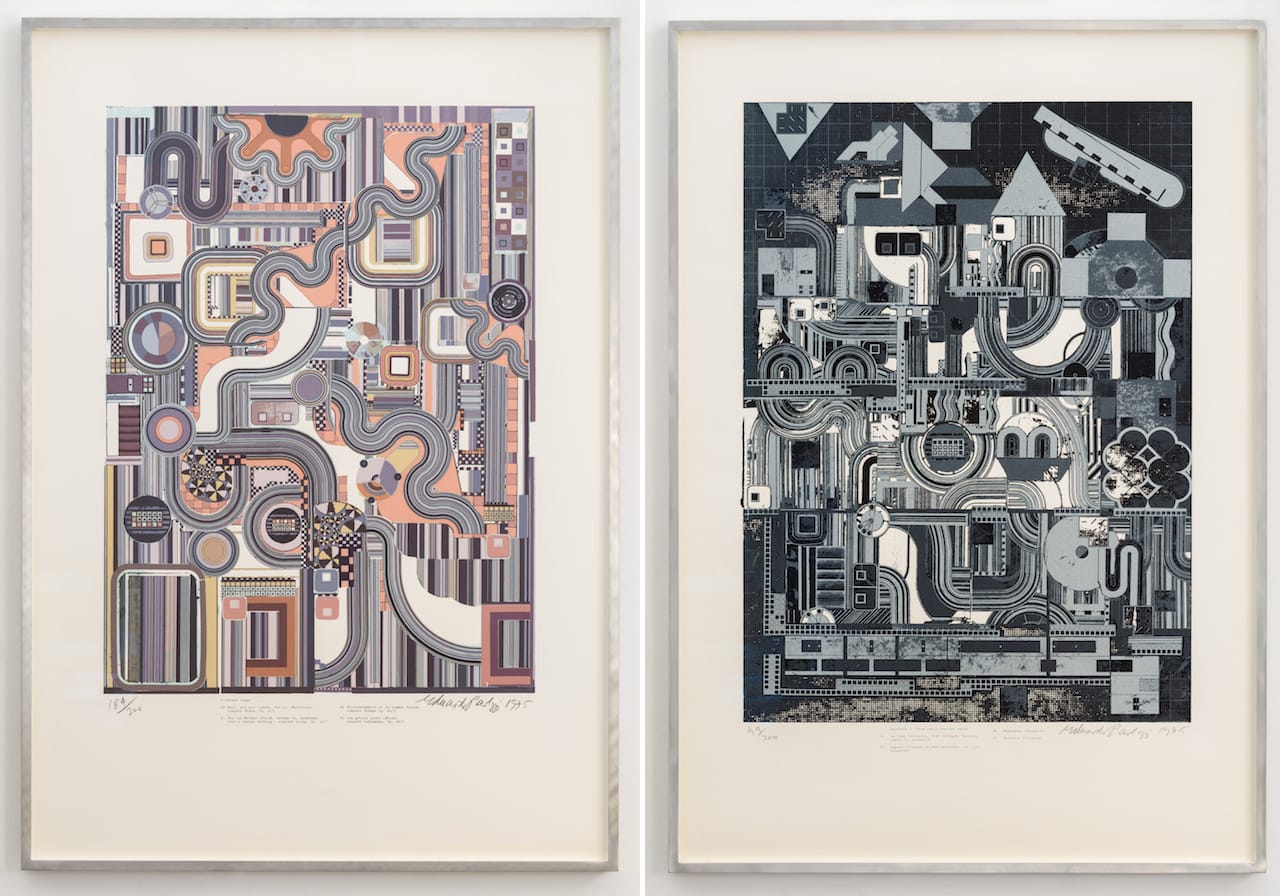Left: Eduardo Paolozzi, "Four German Songs" (1975); right: Eduardo Paolozzi, "From Early Italian Poets" (1975)