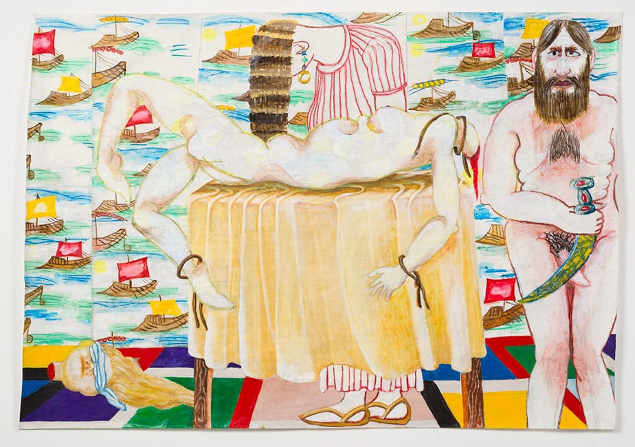 Charles Garabedian, "Sacrifice for the Fleet (2014), acrylic on paper, 47 3/4 x 68 1/2 in. (via lalouver.com)