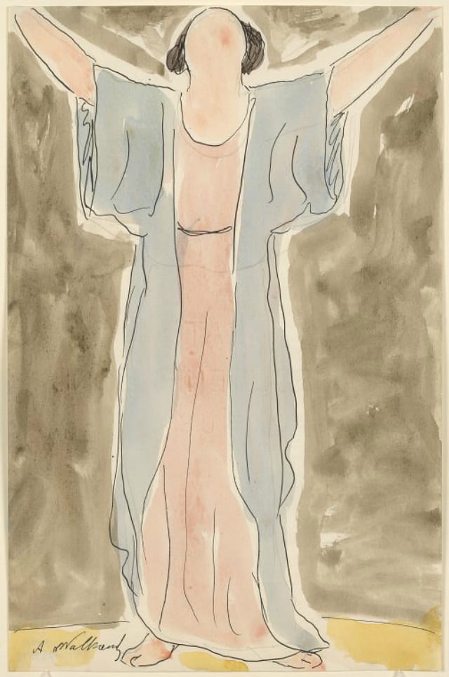 Abraham Walkowitz, watercolor of Isadora Duncan in a dance pose (1906-65)