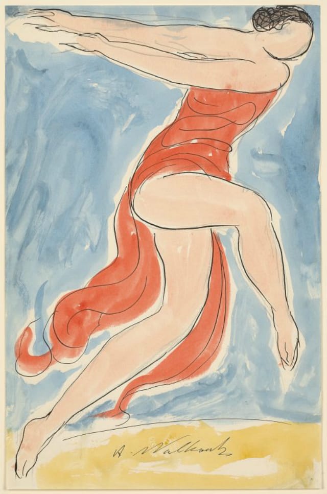 Abraham Walkowitz, watercolor of Isadora Duncan in a dance pose (1906-65)