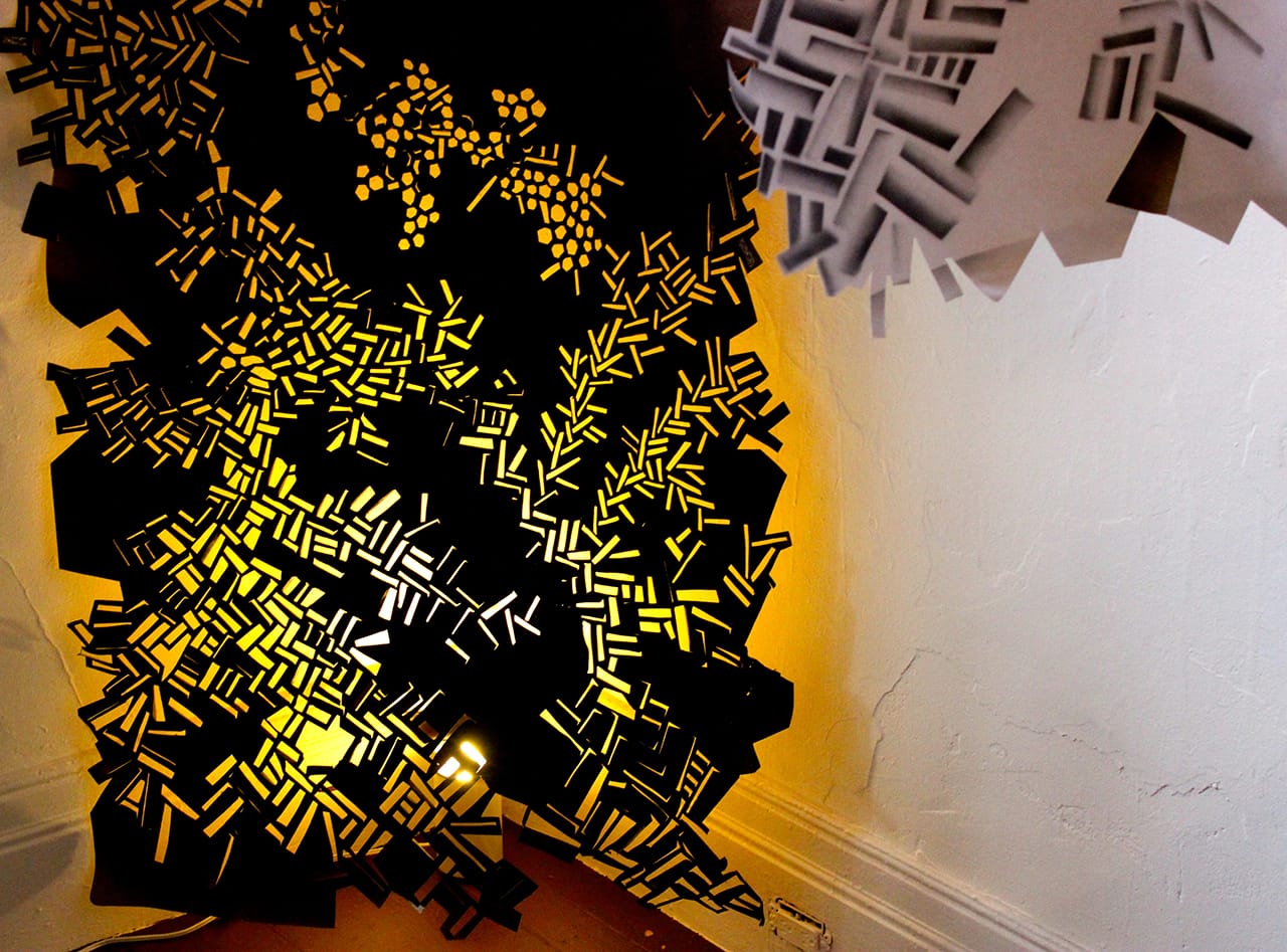 Detail from "Shifting Focus," sprayed many times over.