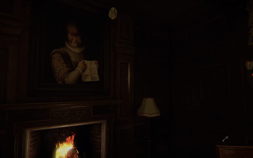 Scene from the game 'Layers of Fear' (screenshot by the author for Hyperallergic)