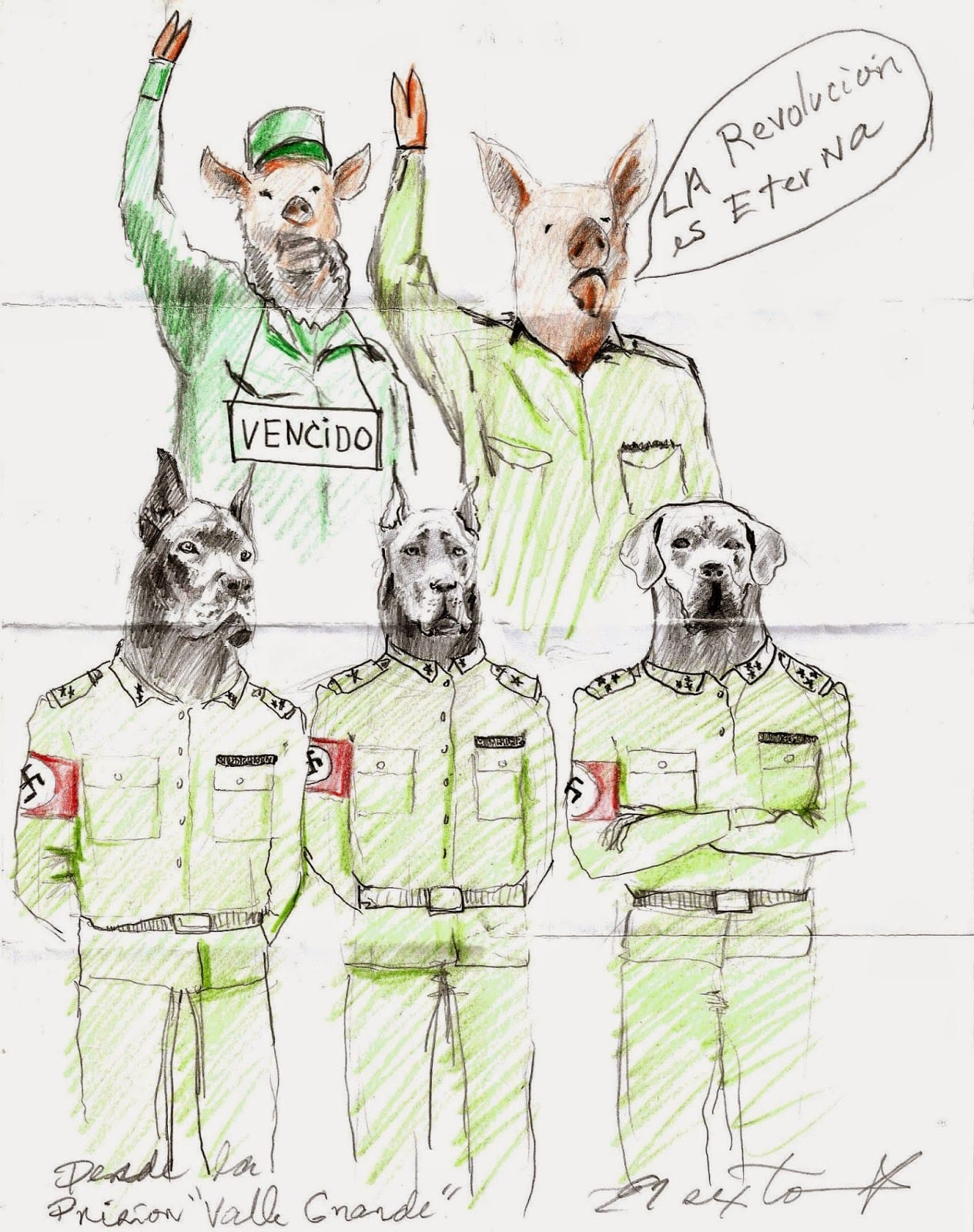 A drawing done by El Sexto in prison