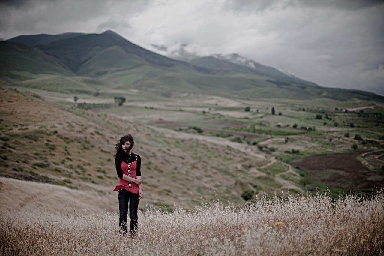 Karen Mirzoyan, “Melena Avagimyan, age 16, student. Her father Samvel died at the age of 24 on this place in the Askeran mountains" from Karabagh War Series, Chapter 3: The Future (2010)