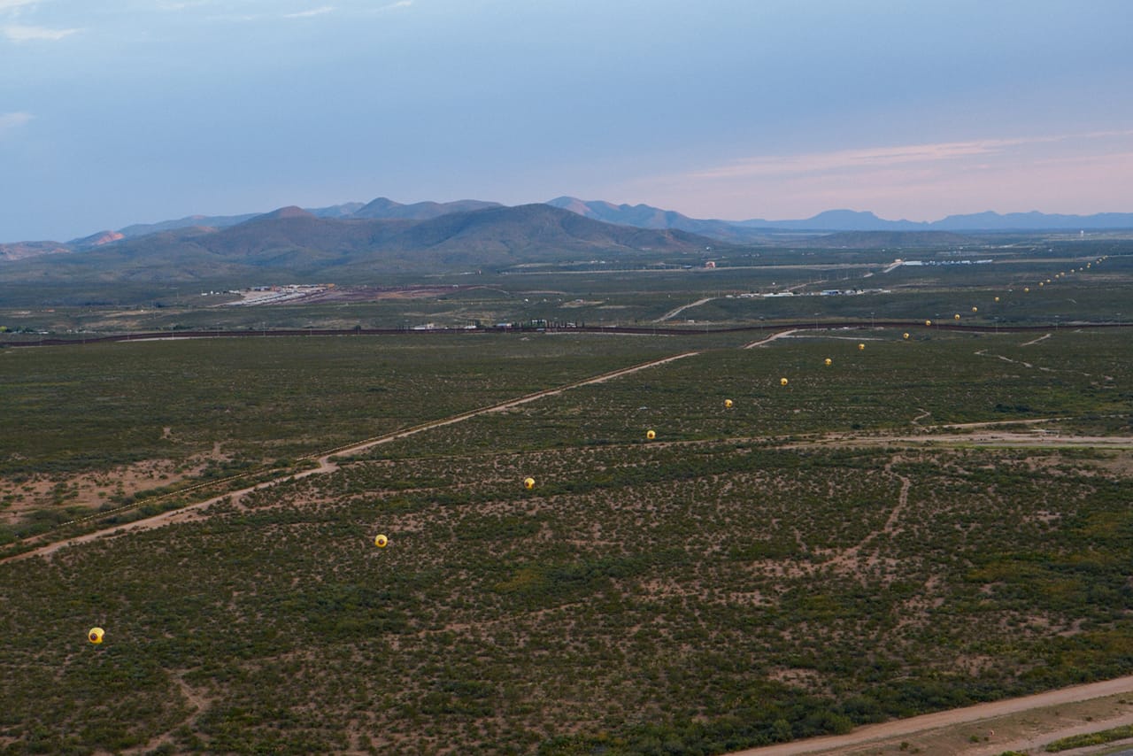 Postcommodity, "Repellent Fence" (photo courtesy the artists) (click to enlarge)
