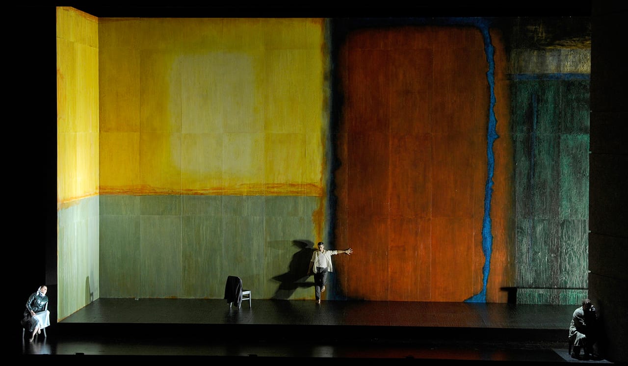 Left to right: Krisztina Szabó as Arianna with Phillip Addis and Owen McCausland in Lamento d’Arianna from the Canadian Opera Company’s world premiere production of 'Pyramus and Thisbe' (with 'Lamento d’Arianna' and 'Il combattimento di Tancredi e Clorinda'), 2015 (photo by Gary Beechey) (click to enlarge)